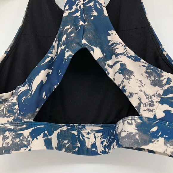 Lolë blue white swirl high  impact sports bra women’s LG *shortened straps* - Picture 9 of 14